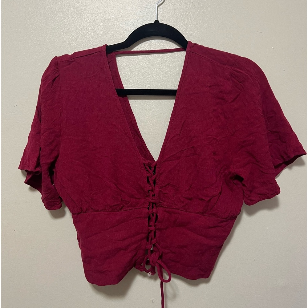 Red flowy crop top